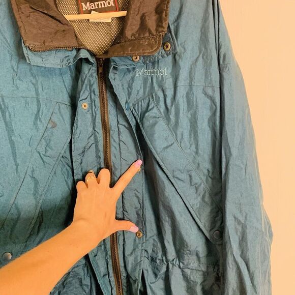 Marmot (L) VTG Zip Up Windbreaker - Hip Good Quality Turquoise Blue Longsleeve - Picture 7 of 12